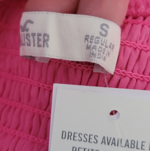 NWT Hollister Flutter Sleeve Smocked Romper Mini Dress Pink V Neck Cotton SM Reg - Picture 9 of 14